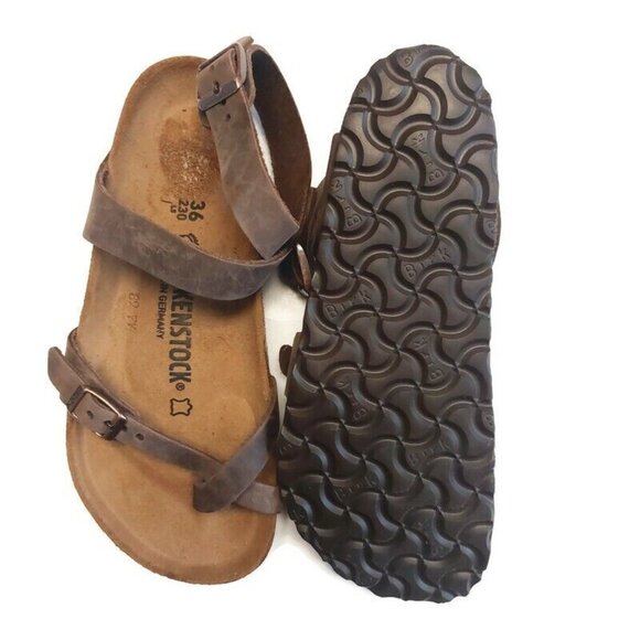 Birkenstock Yara Cork Footbed Oiled Leather Ankle Strap Sandals Womens 5 Habana - Picture 10 of 12